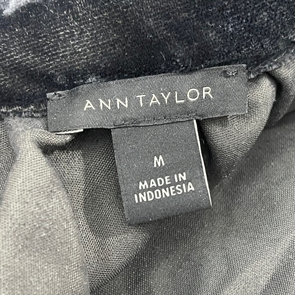 Ann Taylor Mock Neck Black Velour Top With Neck Tie Dark Academia Corporate Goth - Picture 5 of 6